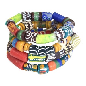 Bracelets de perles authentiques du commerce du Ghana - Lot de 4