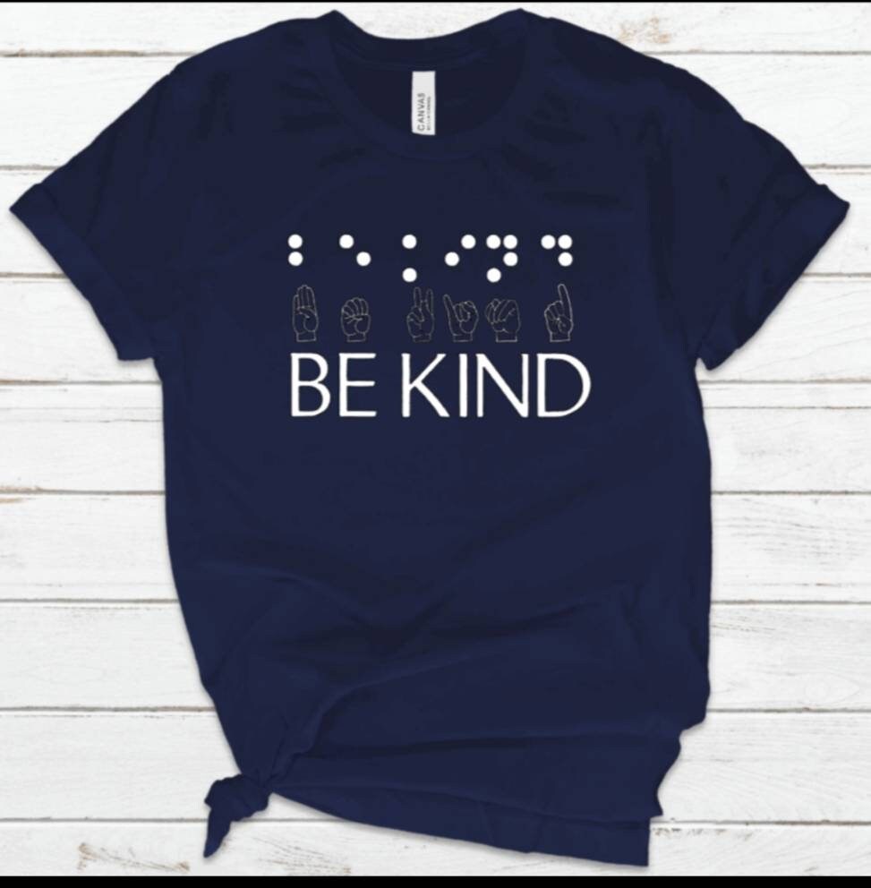 Braille ASL Be Kind Graphic Tee Etsy Braille ASL Be Kind Graphic Tee Etsy