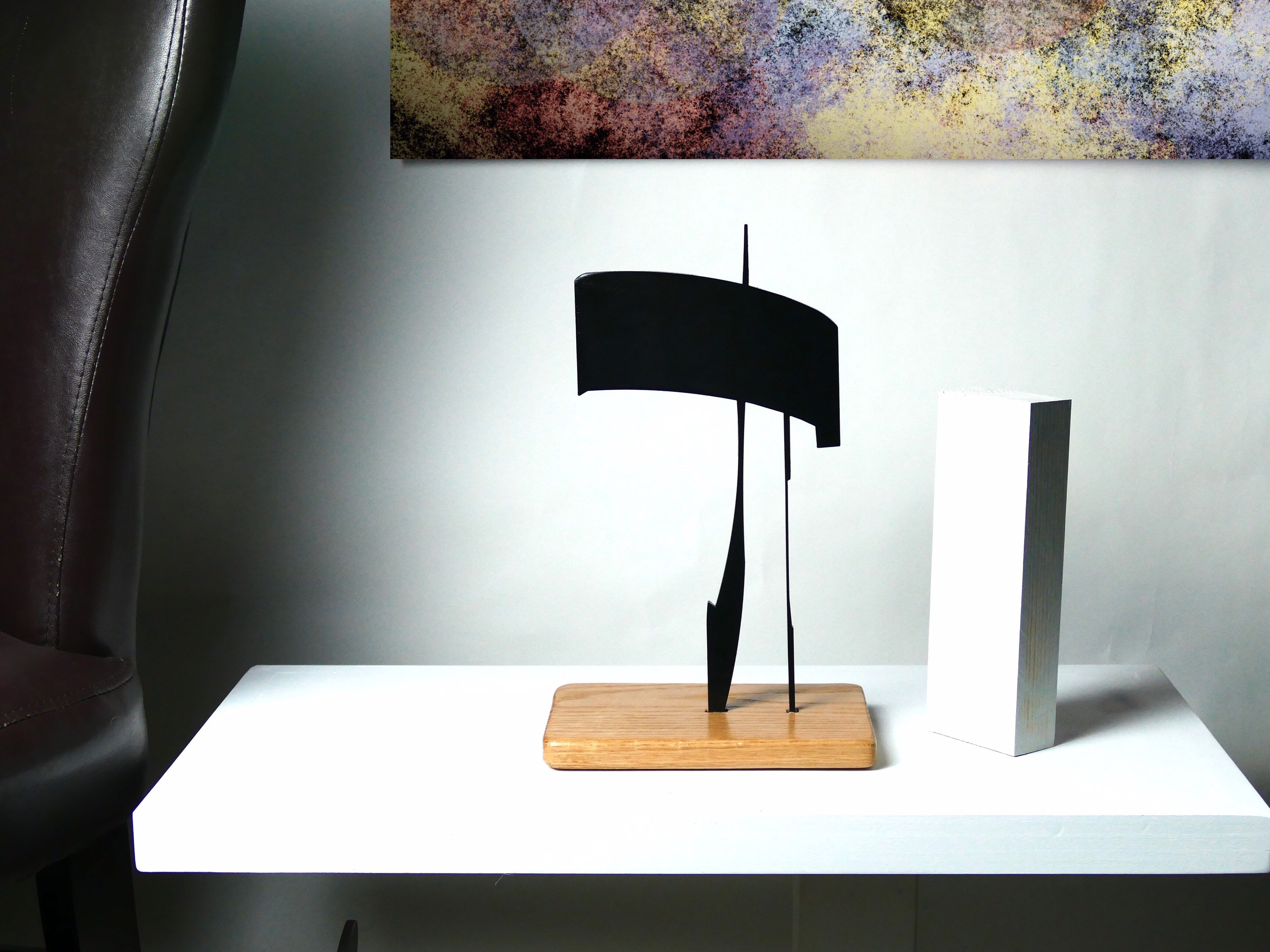 Abstract Steel Sculpture: Modern Minimalist Table Art, "Establish"