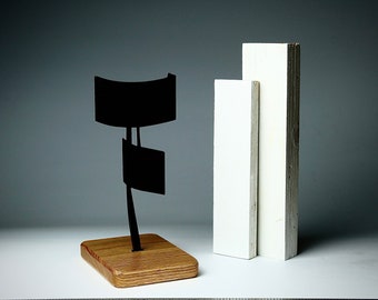 Abstract Sculpture, 8” Modern Minimalism for your Desktop, Metal-Solid Thick Steel