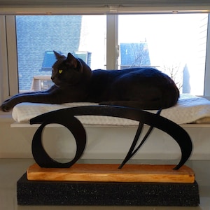 Cat Abstract Sculpture-Boris , Modern Metal Art Minimalist-Solid Thick Steel