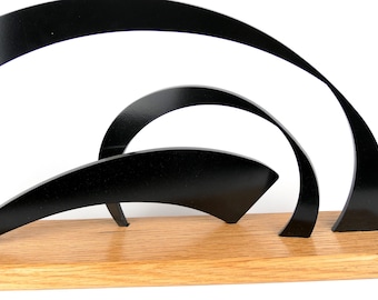 Tafel Sculptuur.Abstract Metalen Sculptuur.Zwart Modern Minimalist.Solid Dik Staal