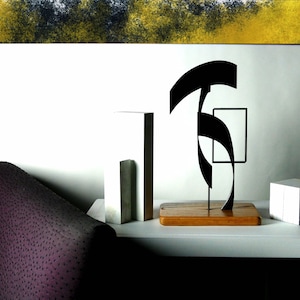 Abstract Steel Table Sculpture: Modern Minimalist Fine Art