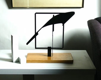 Abstract Steel Table Sculpture: Modern Minimalist Art, &quot;Pilot&quot;