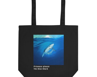 The Blue Shark Tote Bag | Tote Bag Art | Reusable Organic Tote Bag | Gift For Ocean Lover