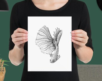 Impresión del cartel de ilustración de peces beta