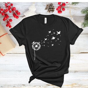 Dandelion Birds Shirt,  Birds T-shirt,  Birds Graphic Womens shirt,  Graphic Birds,  Nature Tee,  Christmas Gift for Family,  Gift for Her