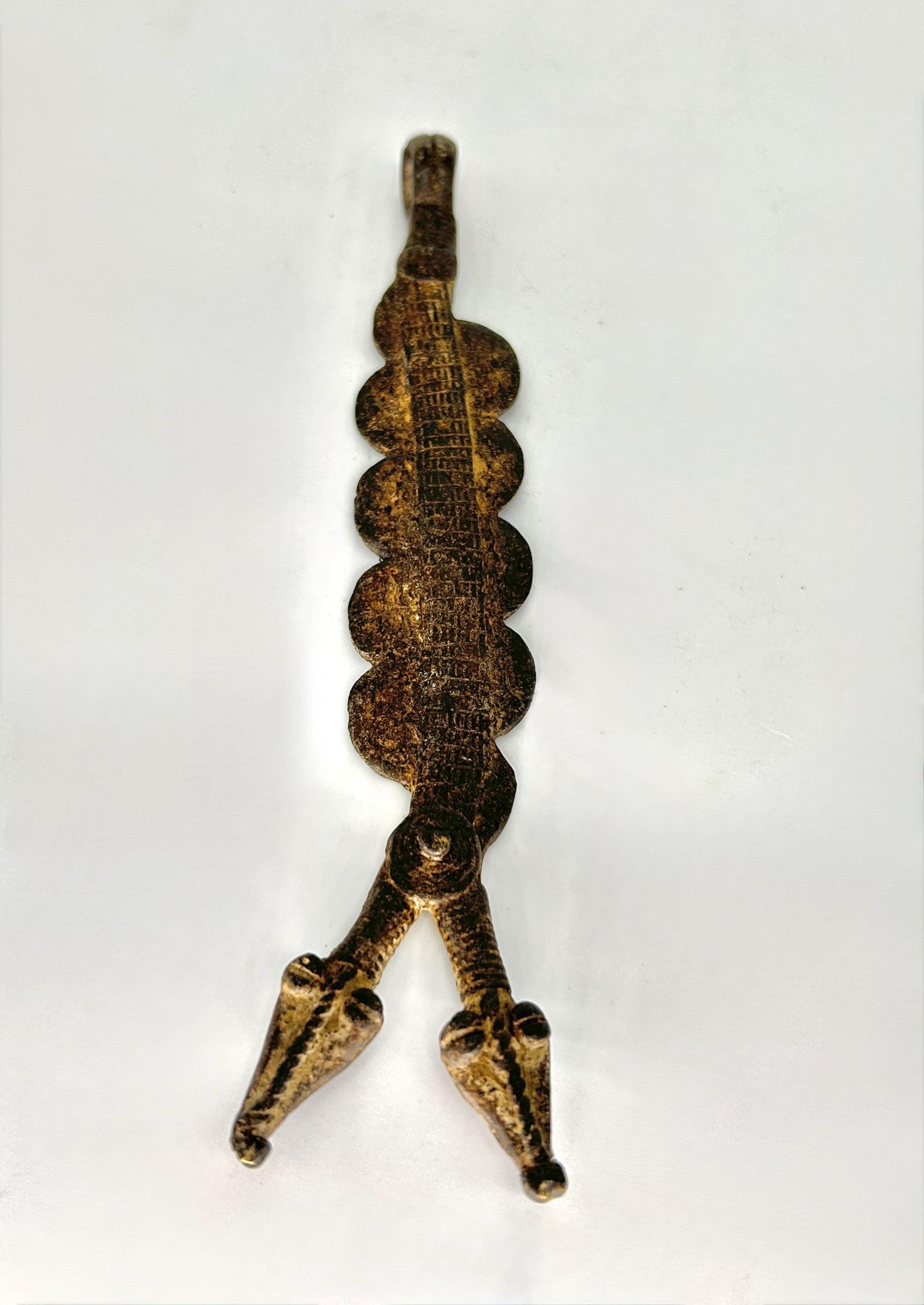 Pendentif Africain Rituel Gan En Bronze - Représentation D'un Serpent, 10 Cm, Objet D'art Ethnique