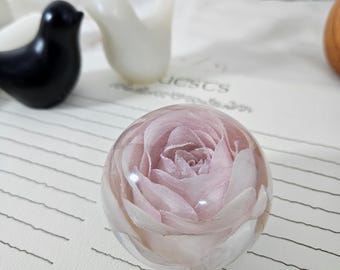 Sweet Memory Pink Rose In Resin Sphere: Romantic Floral Keepsake Gift