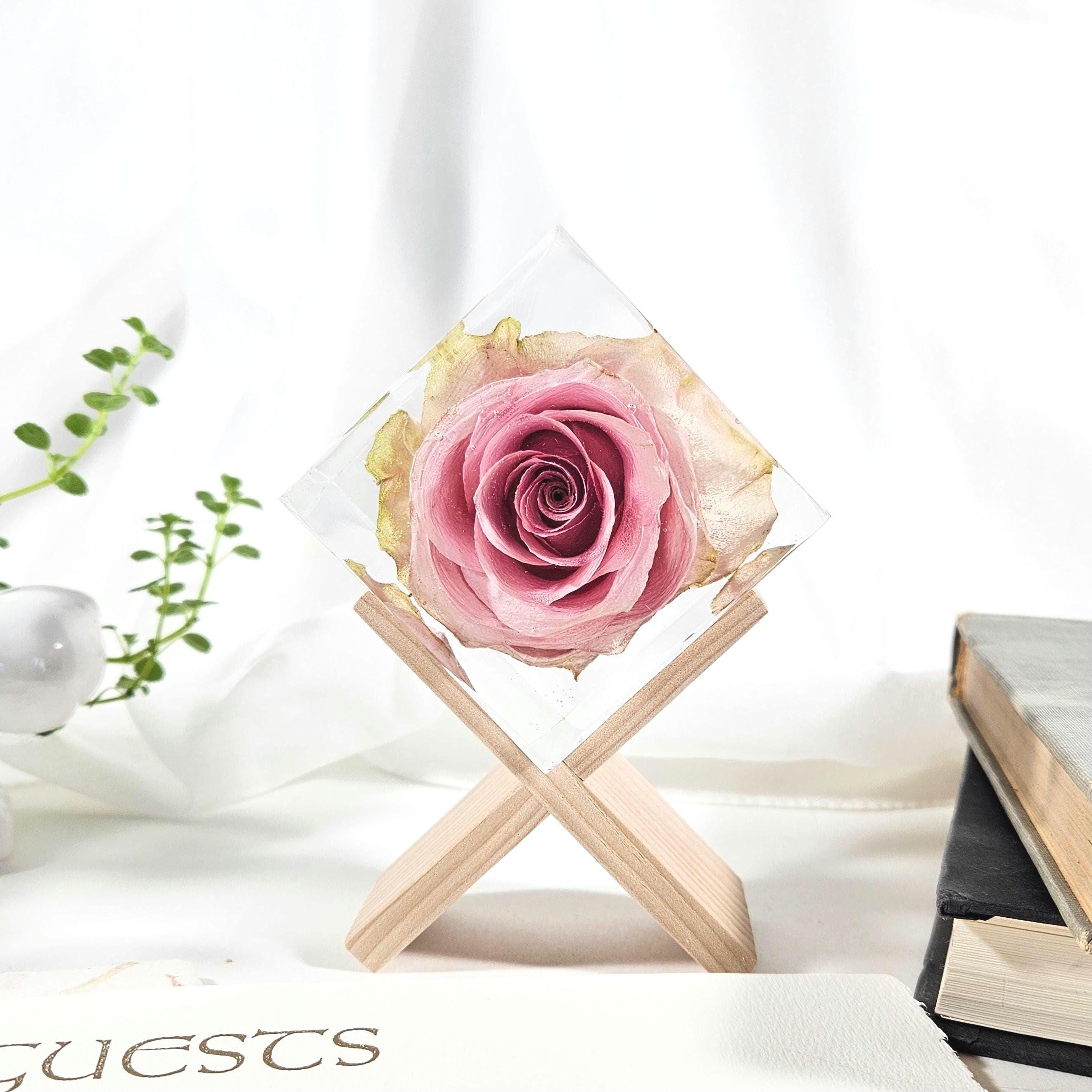 Dusky Pink Rose In Resin, Forever Natural Flower, Gift For Parent, Partner, Friends, Anniversary, Birthday, Mother's Day, Valentine's Day