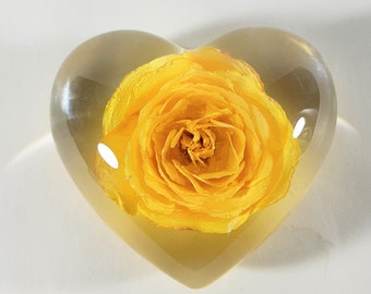 Yellow Rose Resin Ornament, Forever Real Flower, Gift for Anniversary, Valentine's, Mother/Daughter, Birthday, Friend, Wedding, Christmas