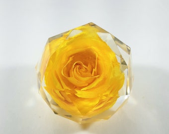 Yellow Rose Paperweight - Real Floral Resin Ornament - Forever Flower Gifts - Unique Gifts  - Home Décor - Gift For Her