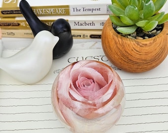 Dusky Pink Rose In Resin Sphere: Romantic Floral Keepsake Gift