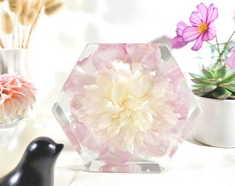 Peony "Festiva Maxima" In Resin: Nature-Inspired Keepsake Gift