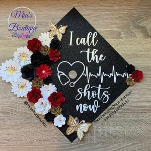 Nurse Graduation Cap Topper/ Nursing Graduation Cap/ Floral Graduation Topper/Sunflower Roses Graduation Cap/Custom Graduation Cap