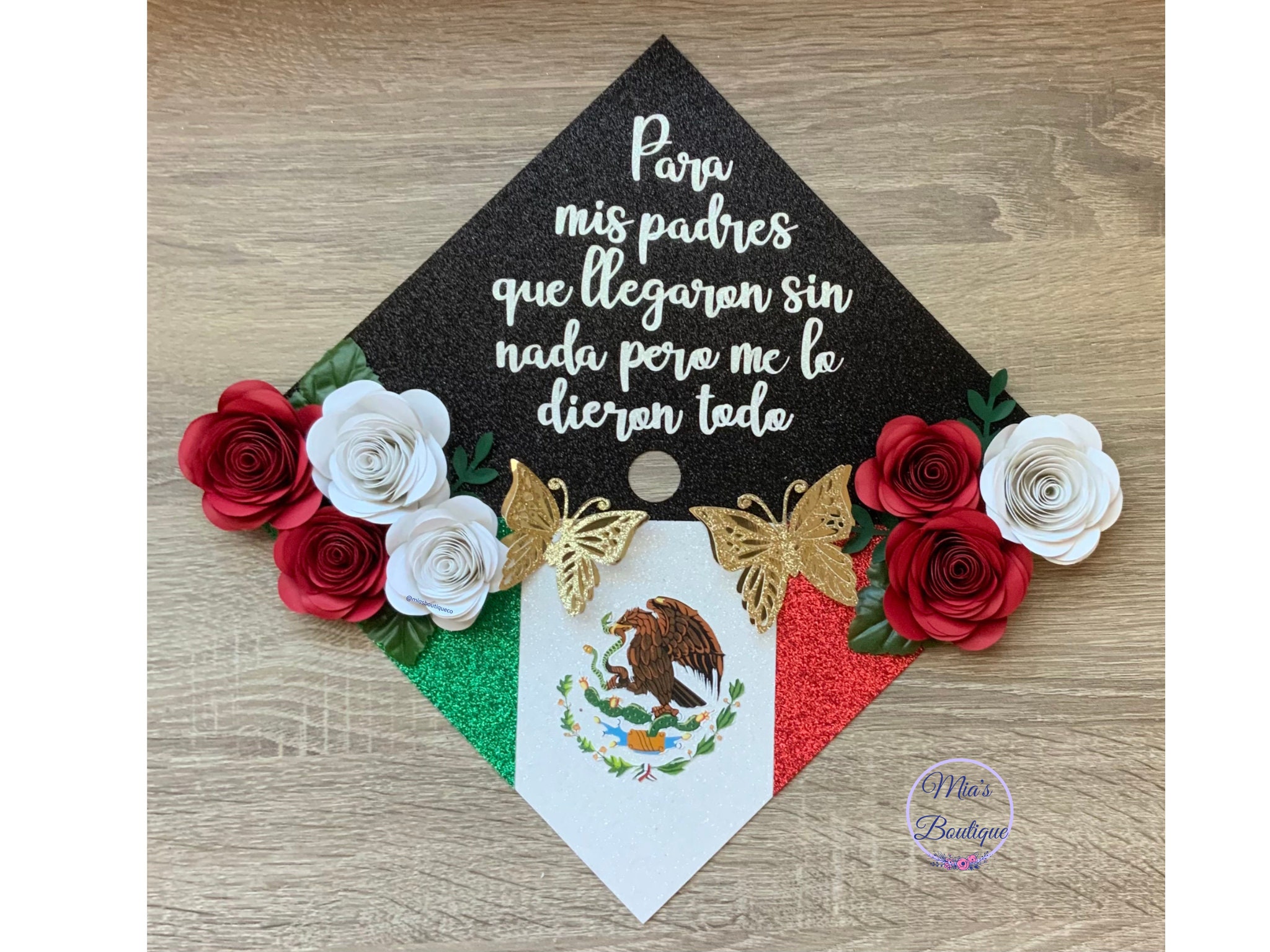 Mexican graduation cap topper ? Customized Mexican Us Flag Printed Grad Cap Topper, Mexican  main image 2