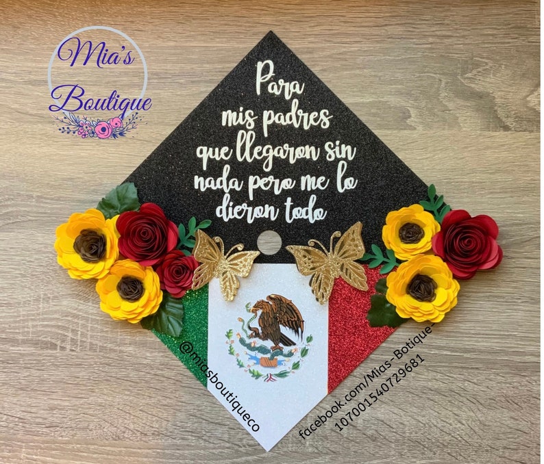 Mexico Graduation Cap Topper/ Latino Graduation Cap/ Floral Etsy