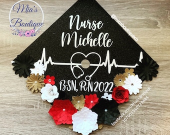 Handcrafted Nurse Graduation Cap Topper: Floral Decoration