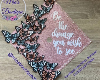 Custom Nurse Graduation Cap Topper: Handmade Butterfly Design