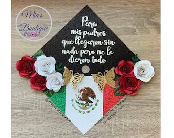 Mexico Graduation Cap Topper Latino Graduation Cap Floral Graduation Sunflower Roses Graduation Cap