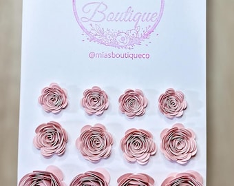 Pink Roses Flowers set of 12 Small Medium Large Paper Flower Decoration, Grad Cap Paper Flower Embellishment, Graduation Cap Toppers DIY