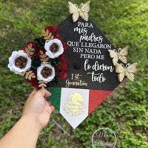 Custom Mexico Graduation Cap Topper Mexican Personalized Graduation Cap Floral Grad Cap Sunflower Para Mis Padres