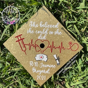 Custom Personalized Graduation Cap Topper | Nursing Graduation Cap with Floral Design