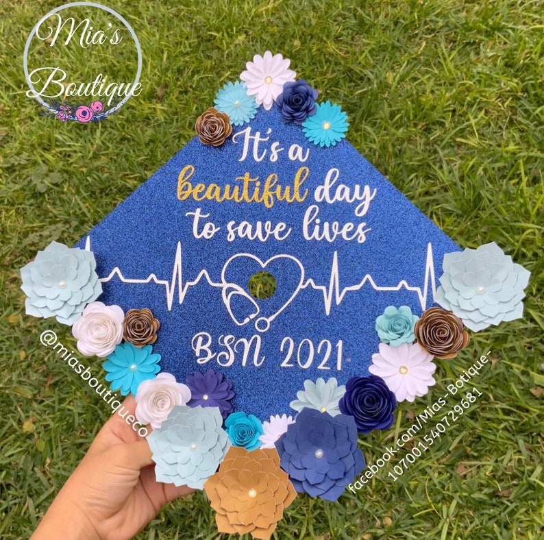 Nurse Graduation Cap Topper / Nursing Graduation Cap / Floral Etsy