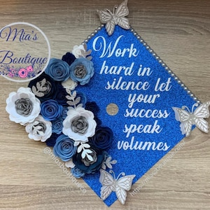 Custom Graduation Cap Topper Nurse Blue Sunflowers Roses Class of 2026