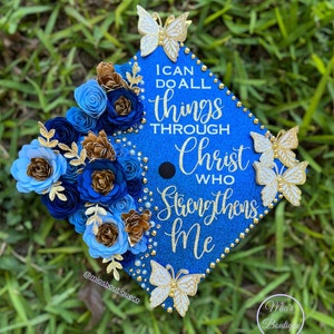 Custom Personalized Graduation Cap Topper Floral Graduation Cap