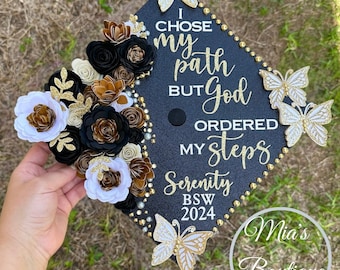 Graduation Cap Toppers,Flower graduation cap, Custom nurse cap topper, earned not given, Custom Graduation Cap Nursing heart stethoscope