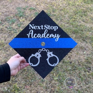 Graduation cap topper next stop academy Custom graduation cap Personalized graduation cap
