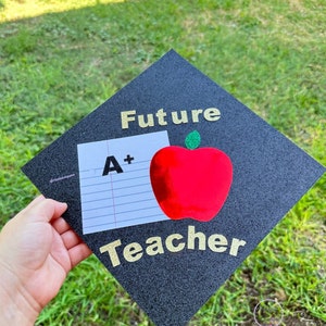 Graduation Cap Teacher, Teacher Graduation Cap, Graduation Cap for Teachers, Elementary education, Graduation Cap Topper, Custom Grad Cap,
