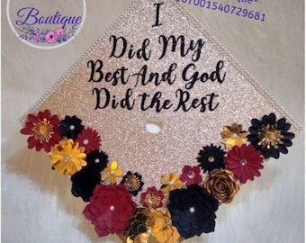 Custom Graduation Gap Topper/ Floral Graduation Cap / Graduation Cap/ Custom Graduation Cap/ Decorated Graduation Cap