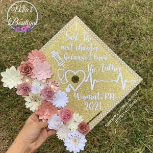 Krankenschwester Abschluss Cap Topper / Pflege Abschluss Cap / Floral GraduationCap Topper / Sonnenblume Rosen Abschluss Cap / Custom Abschluss Cap