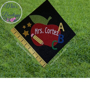 Graduation Cap Teacher, Teacher Graduation Cap, Graduation Cap for Teachers, Elementary education, Graduation Cap Topper, Custom Grad Cap,