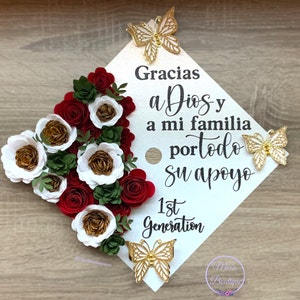 Custom Mexican Graduation Cap Topper Personalize Mexico Graduation Cap Mexican Sunflower Roses