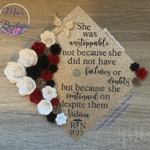 Nurse Graduation Cap Topper/ Nursing Graduation Cap/ Floral Graduation Topper/Sunflower Roses Graduation Cap/Custom Graduation Cap