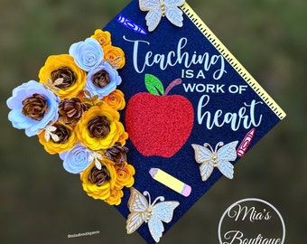 Graduation Cap Topper Teacher Grad Cap Topper Teacher floral Sunflower Roses