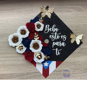 Gorra de graduación personalizada de Puerto Rico Gorra de graduación floral personalizada