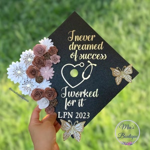 Custom Personalized Graduation Cap Topper Nursing Heart Stethoscope Grad Cap topper Flowers