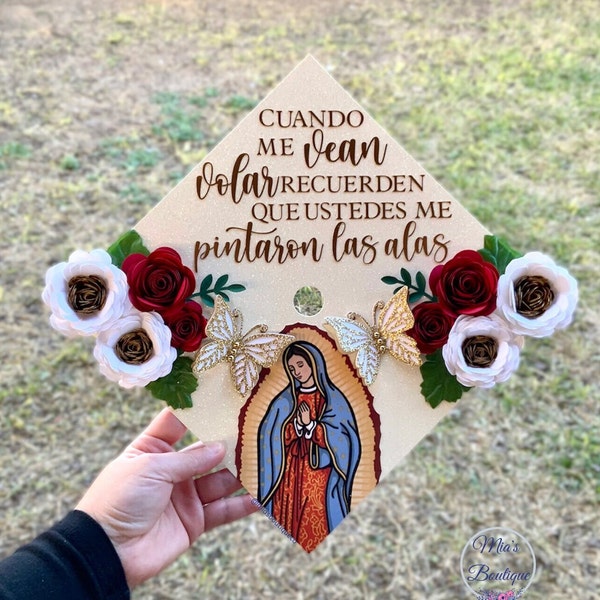 Graduation Cap Virgin Mary Mexico Graduation Topper Virgin Mary Graduation Cap Virgencita Graduation Cap Graduation Virgen de Guadalupe