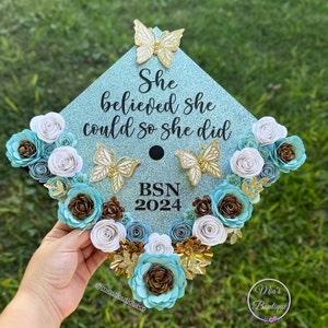Graduation Cap Toppers/ Flower graduation cap/ Glitter Graduation Cap/ Customizable