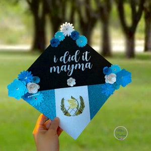 Custom Personalized Graduation Cap Topper Guatemala Custom Graduation Cap Guatemalan Graduation Topper Sunflower Roses Graduation Cap