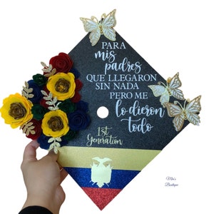Topper de gorra de graduación de Ecuador personaliza la gorra de graduación floral