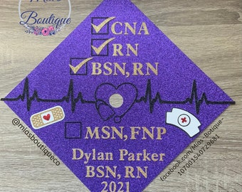 Custom Nurse Graduation Cap Topper, Nurse Graduation Cap, Personalize Graduation Cap