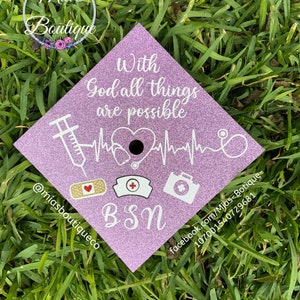Nurse Graduation Cap Topper/ Nursing Graduation Cap/ Floral Graduation Topper/Sunflower Roses Graduation Cap/Custom Graduation Cap