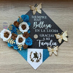 Guatemala Graduation Cap Topper Custom Personalized Guatemala Graduation Cap Guatemalan Grad Cap Sunflower Roses
