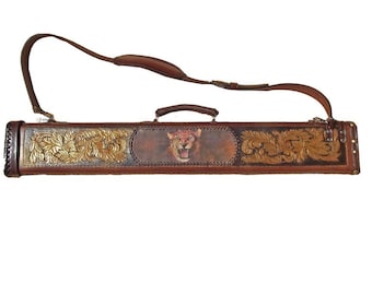 Handmade tooled genuine leather pool cue case, made ONLY PRE ORDER