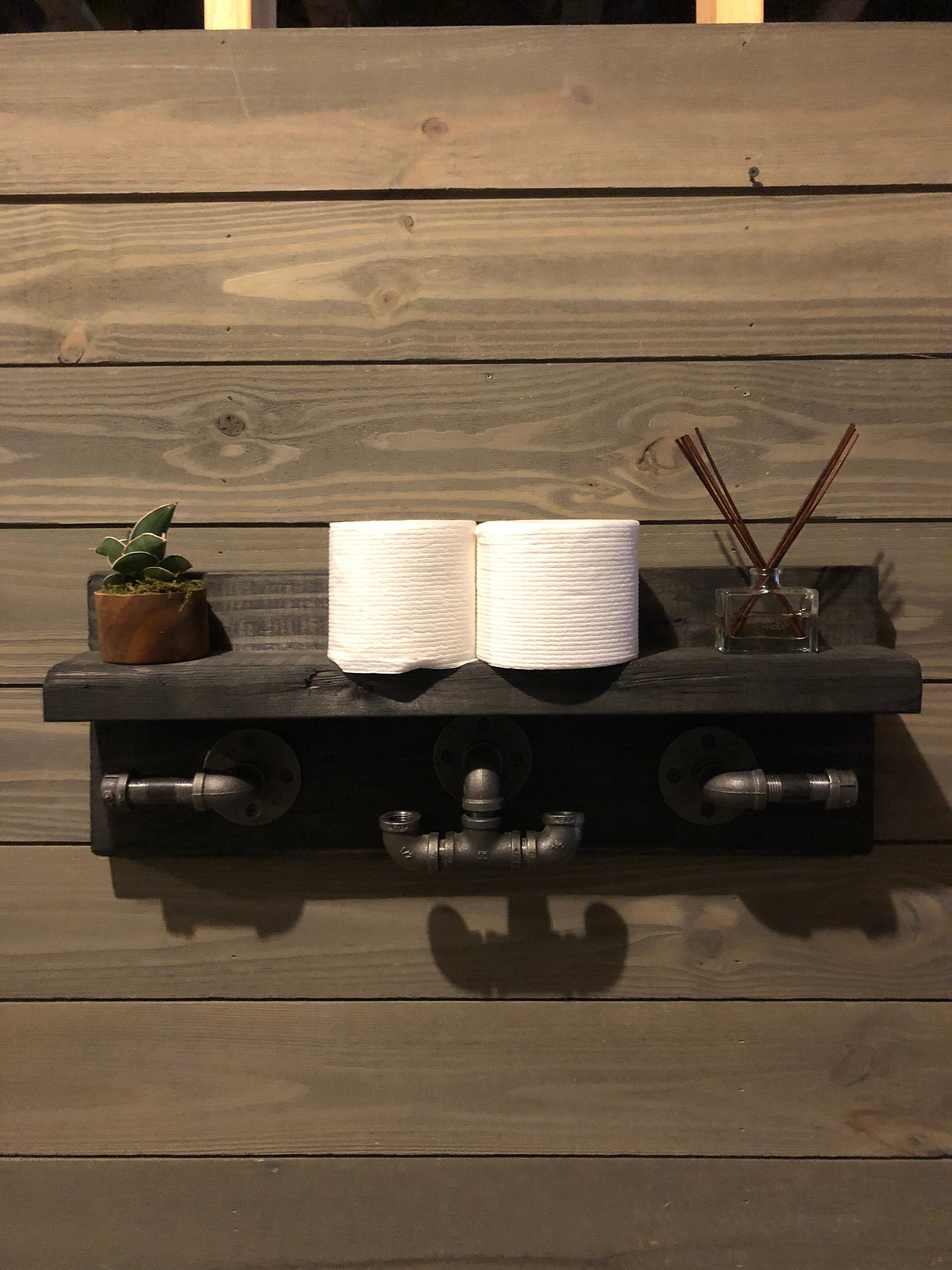 Estante de baño de granja rústica con ganchos de toalla | Etsy